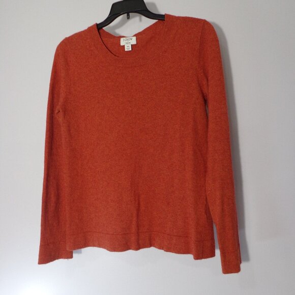J Crew Cotton Wool Blend Teddie Sweater Crew Neck Pullover Reddish-orange Sz XS - Picture 1 of 5